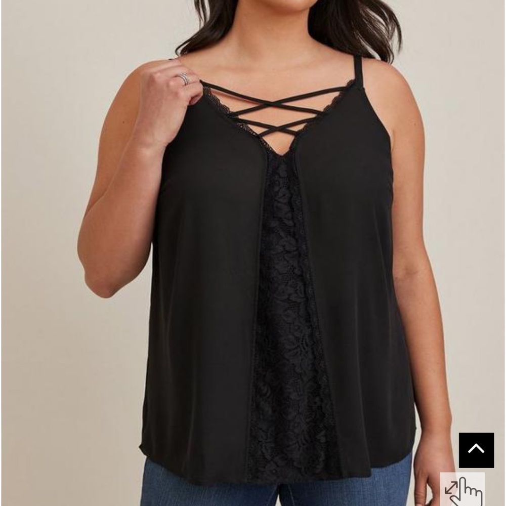 Torrid Strappy Lace Cami - Georgette Black